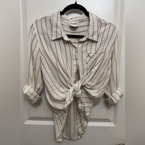 ARULA Cream Shirt with Pink Stripes